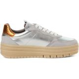 Tamaris - Lage Top Sneaker - Zilver - Leer en Synthetisch