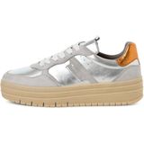 Tamaris - Lage Top Sneaker - Zilver - Leer en Synthetisch