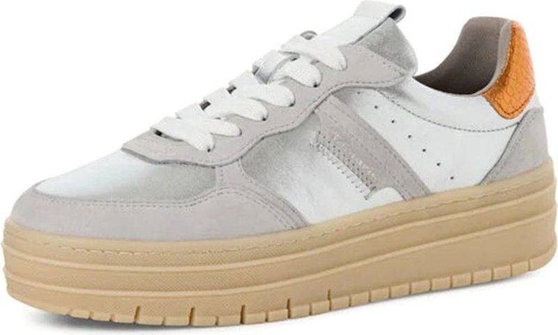 Tamaris - Lage Top Sneaker - Zilver - Leer en Synthetisch