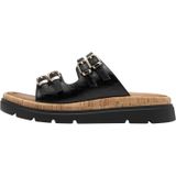 Gezondheidsslippers - Zwart - Synthetisch Bovenwerk - Leren Binnenzool