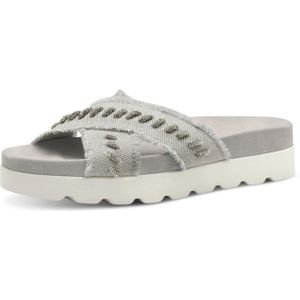 Tamaris - 1-27413-44 - Muiltjes - Zwart - Textiel - Hakhoogte 3,5 cm