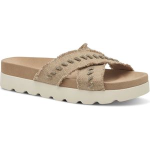 Tamaris - 1-27413-44 - Muiltjes - Blauw - Textiel - Hakhoogte 3,5 cm