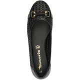 Ballerina - Zwart - Fijne Materiaalmix - Platte Zool - Gouden Gespen