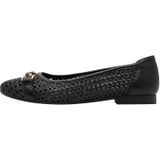 Ballerina - Zwart - Fijne Materiaalmix - Platte Zool - Gouden Gespen