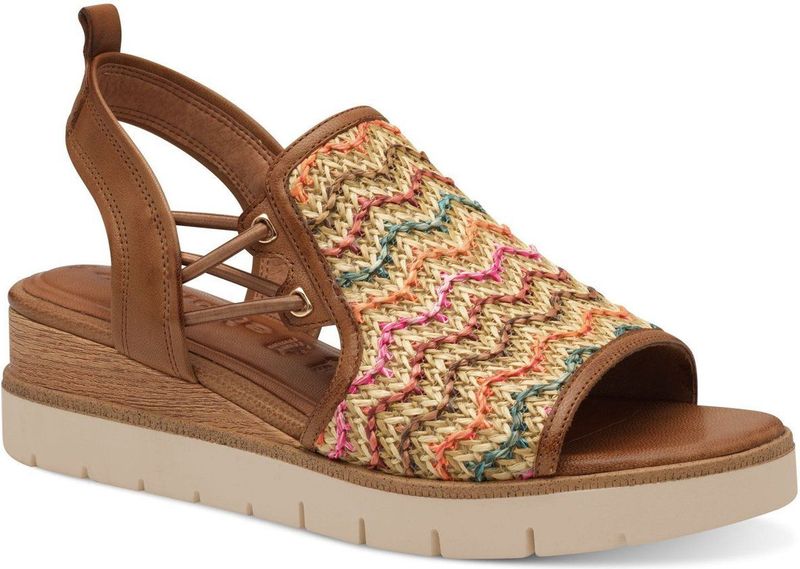 Tamaris - Sandalen - Veelkleurig - Leer - Sleehak 5 cm
