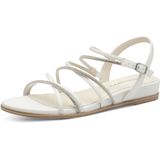 Tamaris - 1-28103-42 - Sandalen - Wit - Textiel/Synthetisch - Verstelbare Bandjes