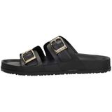 Slipper - Zwart - Leer - Platte Zool