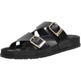 Slipper - Zwart - Leer - Platte Zool