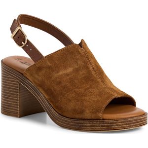 Sandalen - Bruin - Hoogwaardig Suède - Elegante Blokhak 7,5 cm