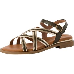 Platte sandalen met meerdere bandjes TAMARIS. Leer materiaal. Maten 41. Groen kleur