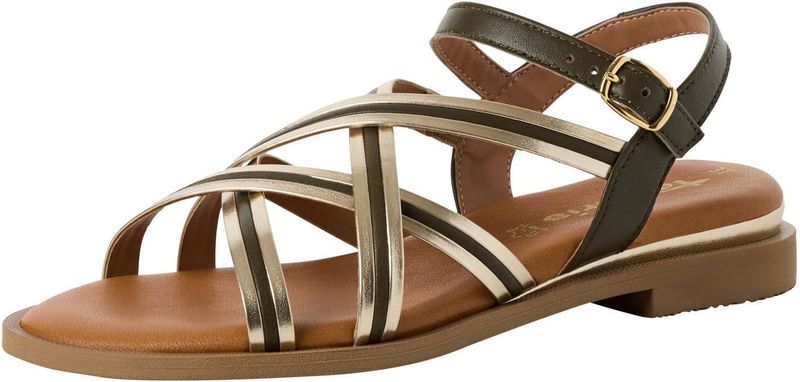 TAMARIS - Platte Sandalen - Kaki - Leer - TOUCH IT-technologie