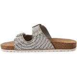 Slipper - Zilver - Leer - Glinsterende Applicaties