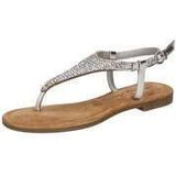 Tamaris - Sandalen - Grijs - Leer - Strass Versiering