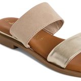 Tamaris - 1-27112-44 - Muiltjes - Beige - Textiel/Synthetisch Leer