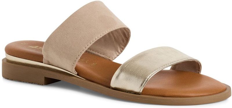 Tamaris - 1-27112-44 - Muiltjes - Beige - Textiel/Synthetisch Leer