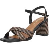 Sandaal - Zwart - Kunstleer en Textiel - Blokhak 7,1 cm