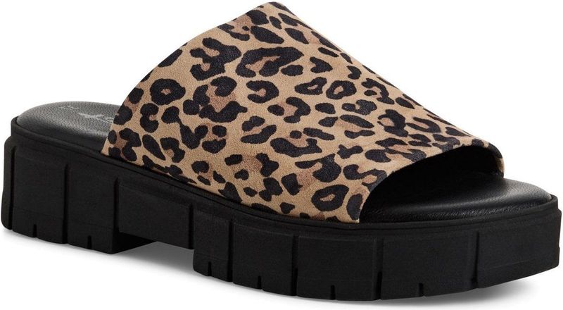 Tamaris - Dames Slipper - Zwart - Leer - Blokhak 4,0 cm