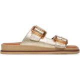 Merk - Muiltjes - Effen - Leer - Gevoerd - Metallic Look