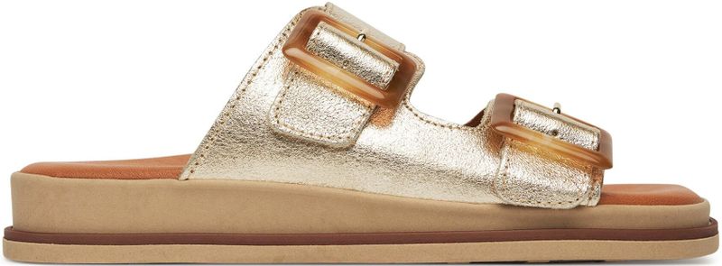 Merk - Muiltjes - Effen - Leer - Gevoerd - Metallic Look