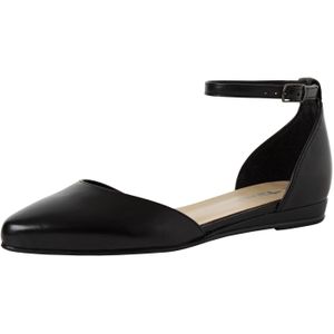 Ballerina - Zwart - Leer - Platte Zool - Band met Gesp