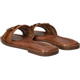 Slipper - Bruin - Leer en Textiel - Gouden Gesp