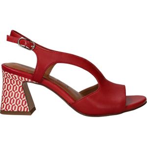 Tamaris - Sandalettes - Rood - Leer - Blokhak met Grafisch Patroon