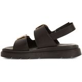 Tamaris - Dames Sandaaltje - Zwart - Leer - Slingback Ontwerp