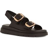 Tamaris - Dames Sandaaltje - Zwart - Leer - Slingback Ontwerp