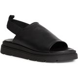 Tamaris - Sandalette - Zwart - Textiel - Comfortabele Sleehak