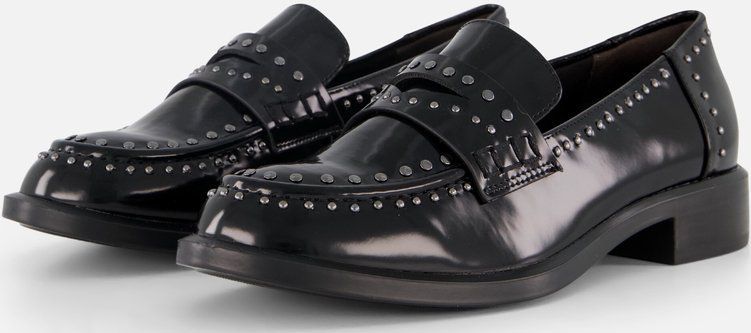 Tamaris - Loafers - Zwart - Elegante Instappers met Glanzende Finish