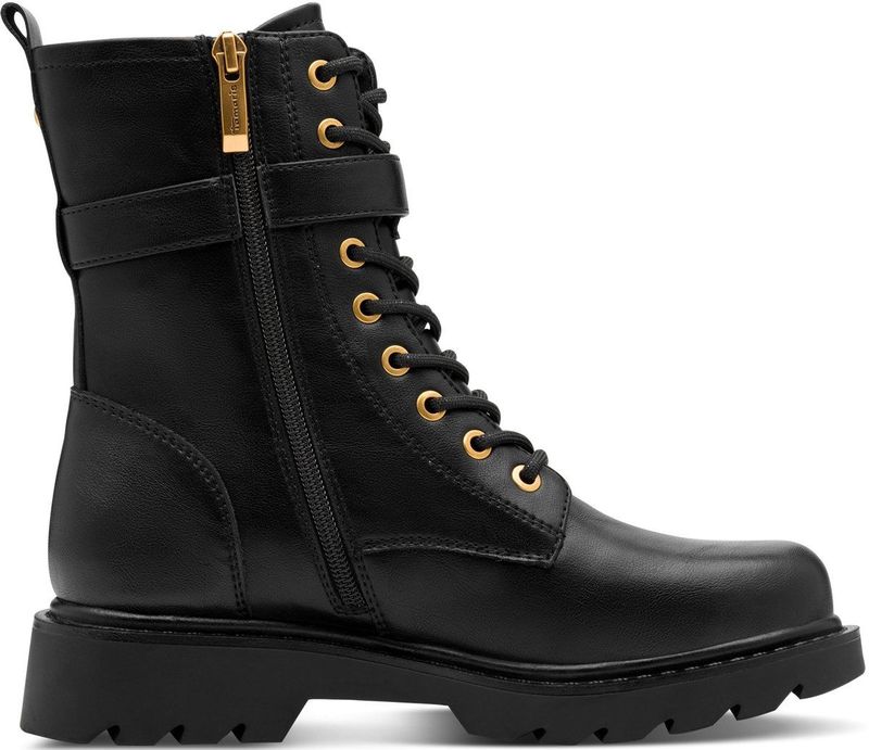 Tamaris - Enkellaarsje - Zwart - Lace-up Boot - Plateau 43 mm