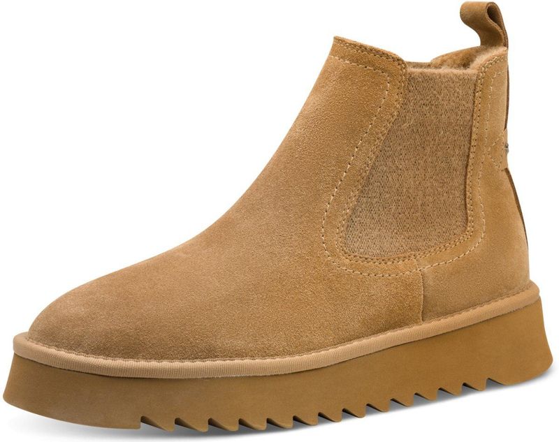 Tamaris - 1-26419-45 - Chelsea Boot - Camel - Leren Enkellaars met Plateauzool