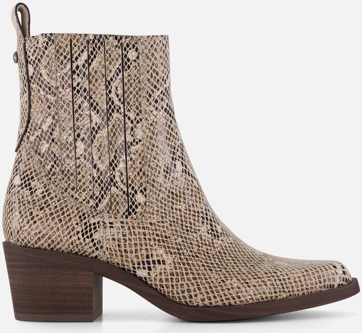 Tamaris - Chelsea Boots - Beige - Slangenprint - Met Rits