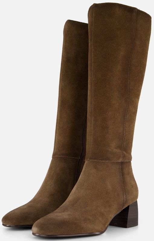 Tamaris - Kniehoge Hak Rijlaarzen - Camel - Leren