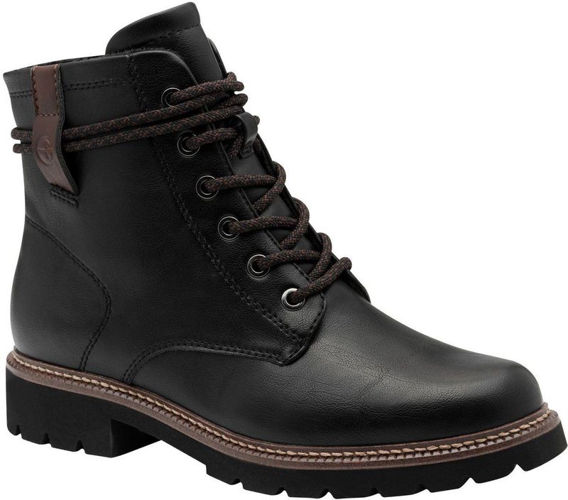 Tamaris - Lace Boot Flat - Enkellaarsje - Zwart