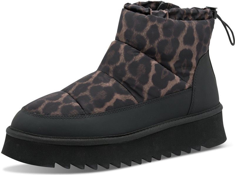 Tamaris - 1-26810-45 - Enkellaars - Zwart/Luipaard - Warme Voering - Plateauzool