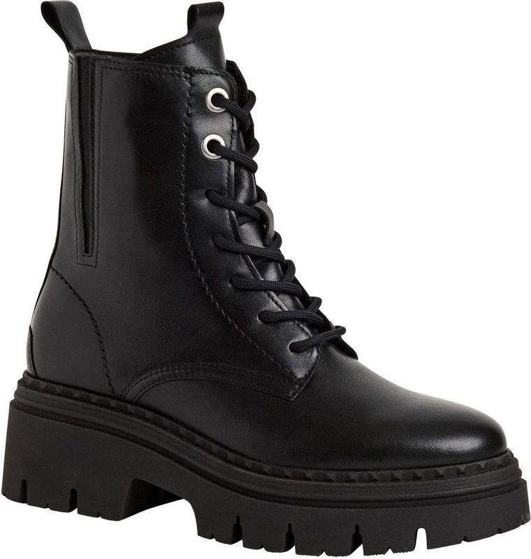 Tamaris - Lace Boot Heel - Enkellaarsje - Zwart - 6 cm Blokhak