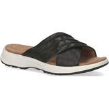 Caprice - Casual Open Slippers - Zwart - Leren Bovenwerk - Textielen Voering