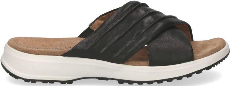 Caprice - Casual Open Slippers - Zwart - Leren Bovenwerk - Textielen Voering