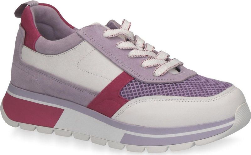 Sneakers - Color-Blocking - Leer en Suède - Gevoerd en Versterkte hak