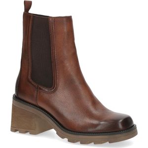 Cognac - Chelsea Boots - Used Look - Blokhak - Ritssluiting