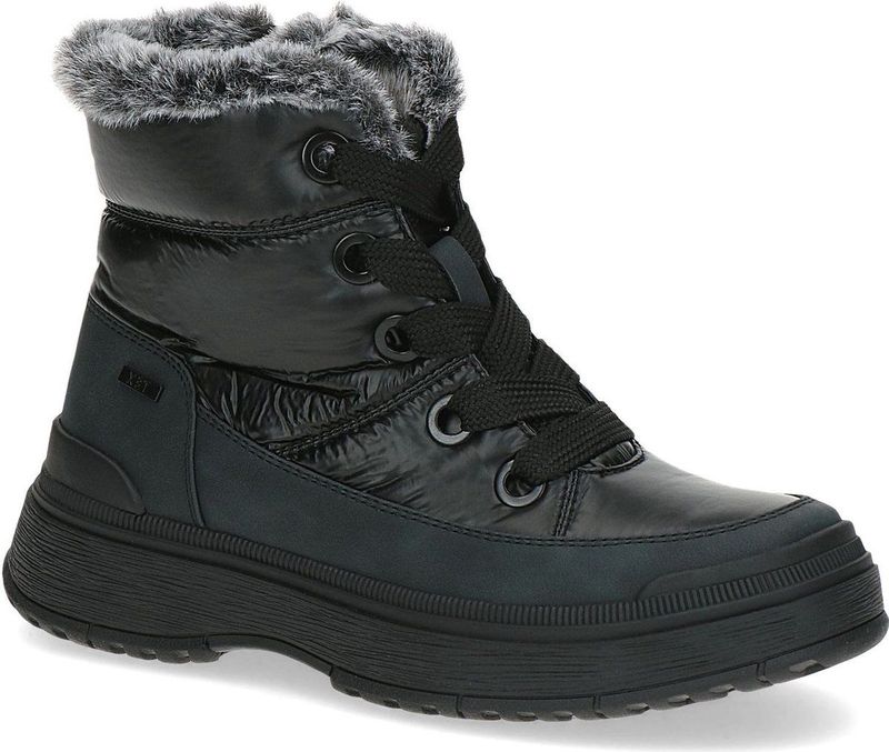 Caprice - Enkellaarsje - Zwart - Textiel/Kunststof - G-breedte