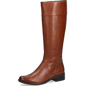 CAPRICE Dames hoge laarzen zonder hak Airmotion van leer tot knie breedte G, bruin (cognac nappa), 36 EU, Nappa cognac.