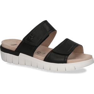 Caprice, Schoenen, Dames, Zwart, 39 EU, Leer, Zwarte Casual Open Platte Sandalen