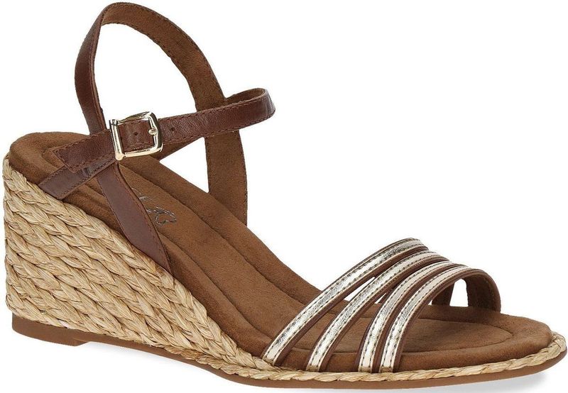 CAPRICE Dames 9-28305-42 sleehak sandalen, Cognac Gold, 38 EU