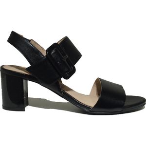 Caprice - Dames Sandaaltje - G-breedte - Blokhak - Leer - Zwart