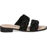 Caprice - Dames Slipper - Zwart - Leer/Textiel - G-breedte