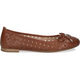 CAPRICE Damesballerina - Cognac Nappa - Leer - G-breedte - Ronde Neus