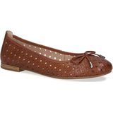 CAPRICE Damesballerina - Cognac Nappa - Leer - G-breedte - Ronde Neus