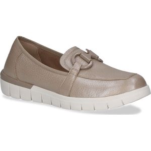 CAPRICE Dames slippers van leer met gesp schoenbreedte H extra breedte, Taupe Per Deer, 39 EU
